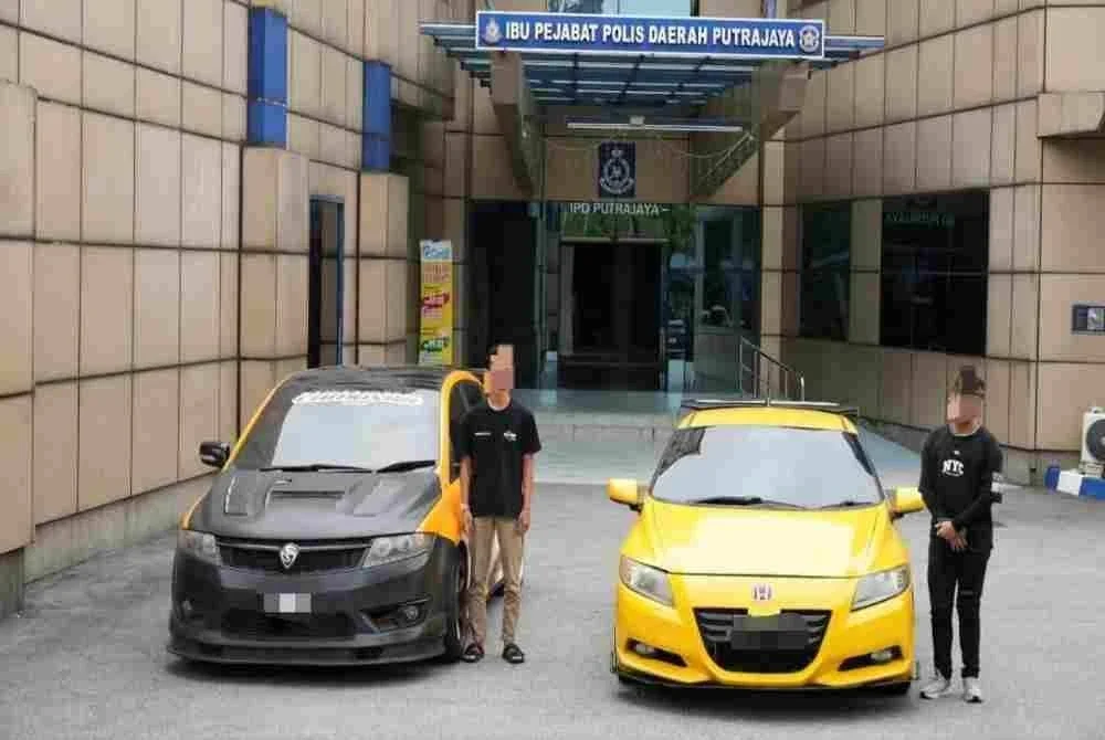 Dua pemandu kereta yang menguji kelajuan di Jambatan Putra, Putrajaya direman untuk siasatan polis. Foto: IPD PUTRAJAYA