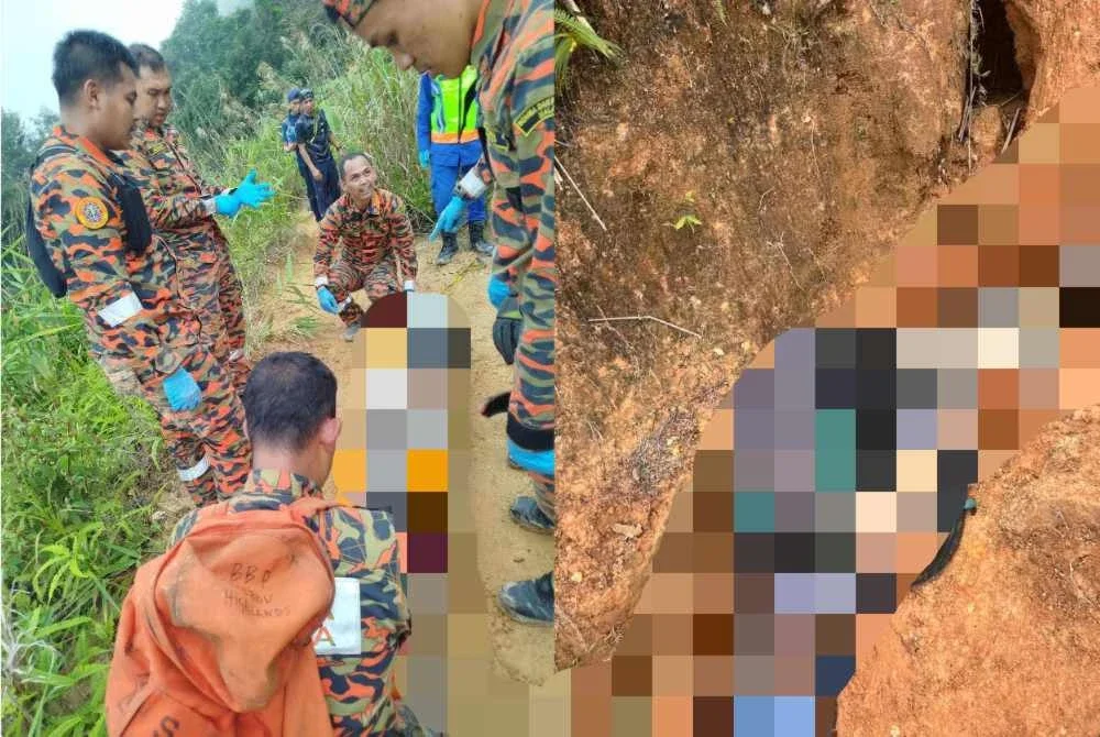 Anggota bomba dari BBP Cameron Highlands dan agensi terlibat bekerjasama memindahkan mangsa: FOTO: Bomba Pahang.