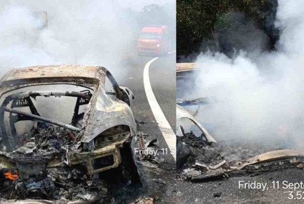 Seorang pemandu sebuah kereta mewah jenis Porsche nyaris maut apabila kenderaan dipandunya terbakar di susur keluar ke Tol Lanchang, Temerloh