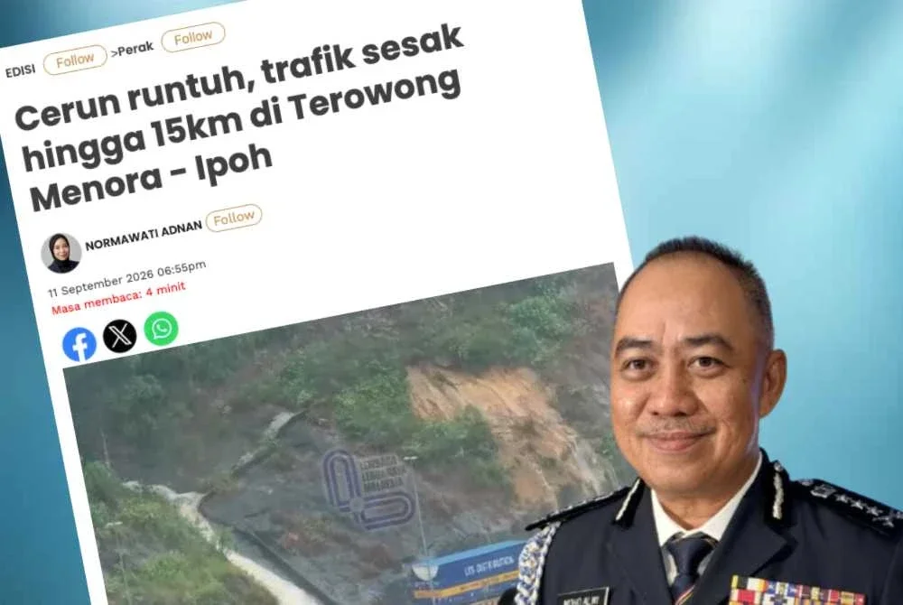 Laporan Sinar Harian pada Jumaat berhubung kejadian tanah runtuh berdekatan Terowong Menora. Gambar kecil: Mohd Alwi