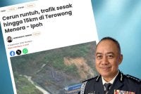 Laporan Sinar Harian pada Jumaat berhubung kejadian tanah runtuh berdekatan Terowong Menora. Gambar kecil: Mohd Alwi
