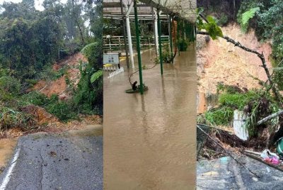 Hujan lebat selama dua hari berturut-turut menyebabkan tanah runtuh, hakisan dan banjir kilat di beberapa lokasi di Cameron Highlands.