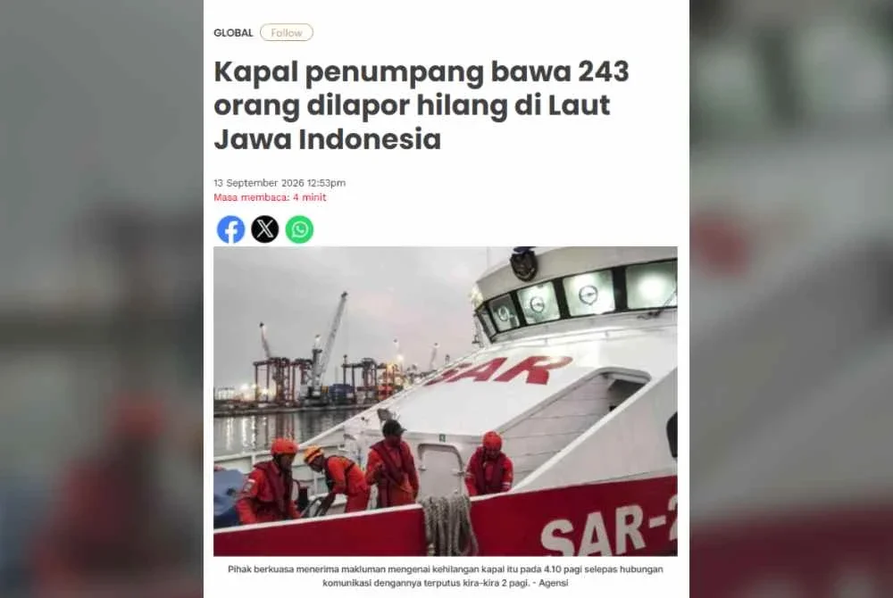 Insiden Virgo Transport 8: 103 diselamatkan setakat tengah hari, seorang dilaporkan maut