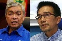 Azan menyifatkan Ahmad Zahid (gambar kiri) seorang Presiden UMNO yang amat berani. 