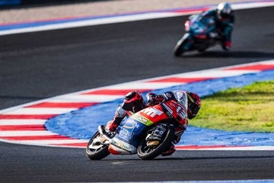 Hakim Danish mempamerkan kebangkitan luar biasa apabila melonjak 13 anak tangga untuk menamatkan perlumbaan GP San Marino di tempat ke-12 di Litar Dunia Misano Marco Simoncelli pada Ahad. - FOTO: FB ZK Racing.
