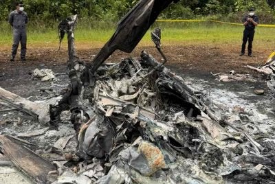 Polis memperluas siasatan berhubung nahas helikopter FDS di Long Lellang, Ulu Baram. Foto: Bernama