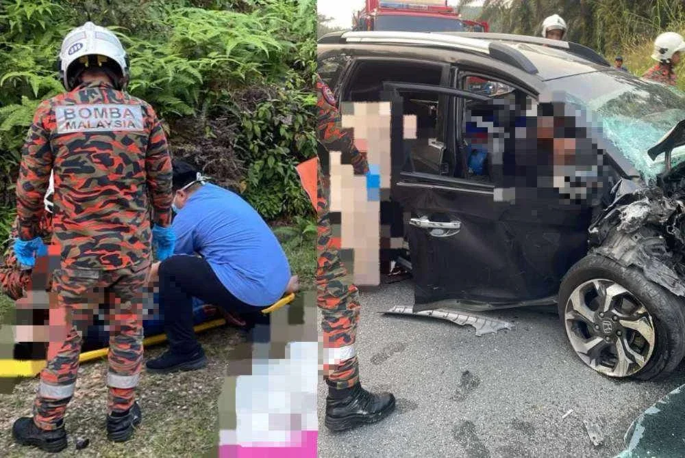 Tiga individu maut selepas dua kenderaan bertembung di KM 31.2, Jalan Kota Tinggi-Kluang kira-kira jam 6.20 petang pada Ahad.