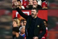 Carrick mempertikai keputusan pengadil yang membenarkan jaringan Haaland ketika United tewas 0-1 kepada City di Old Trafford. Foto: AFP