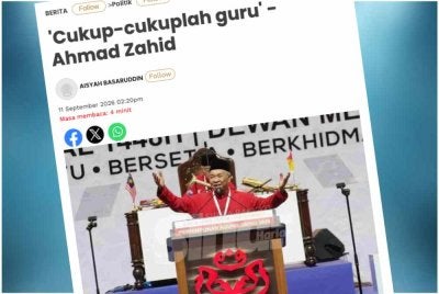 Laporan Sinar Harian pada Jumaat berhubung frasa ‘guru’ yang digunakan oleh Ahmad Zahid untuk menyindir dasar Kerajaan Perpaduan. 