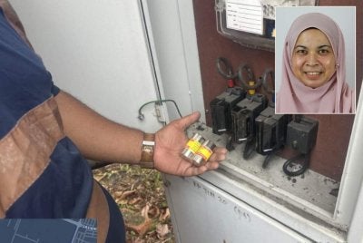 Norfiza (gambar kecil) berkata, pihaknya menerima aduan berulang membabitkan kerosakan sengaja termasuk kecurian pada kemudahan elektrik sehingga menyebabkan gangguan bekalan kepada penduduk.