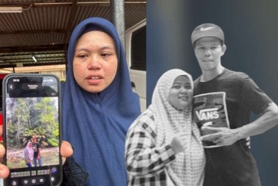 Nur Ellysya menunjukkan gambar kenangan arwah abangnya, Mohd Herwan dan kakak ipar, Nur Ezazaya.