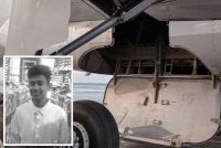 Mayat mangsa (gambar kecil) dijumpai di ruangan simpanan tayar pesawat di KLIA Terminal 2, Sepang 27 Ogos lalu. Foto: IPD KLIA