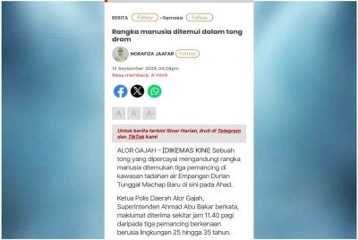 Laporan Sinar Harian pada Ahad.