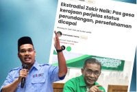 Laporan Sinar Harian pada Selasa berhubung kenyataan Takiyuddin membabitkan isu ekstradisi Dr Zakir Naik. Gambar kecil: Ashraf