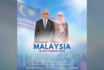 Al-Sultan Abdullah dan Tunku Azizah menzahirkan ucapan Selamat Hari Malaysia 2026 kepada seluruh rakyat Pahang. Foto FB Kesultanan Pahang