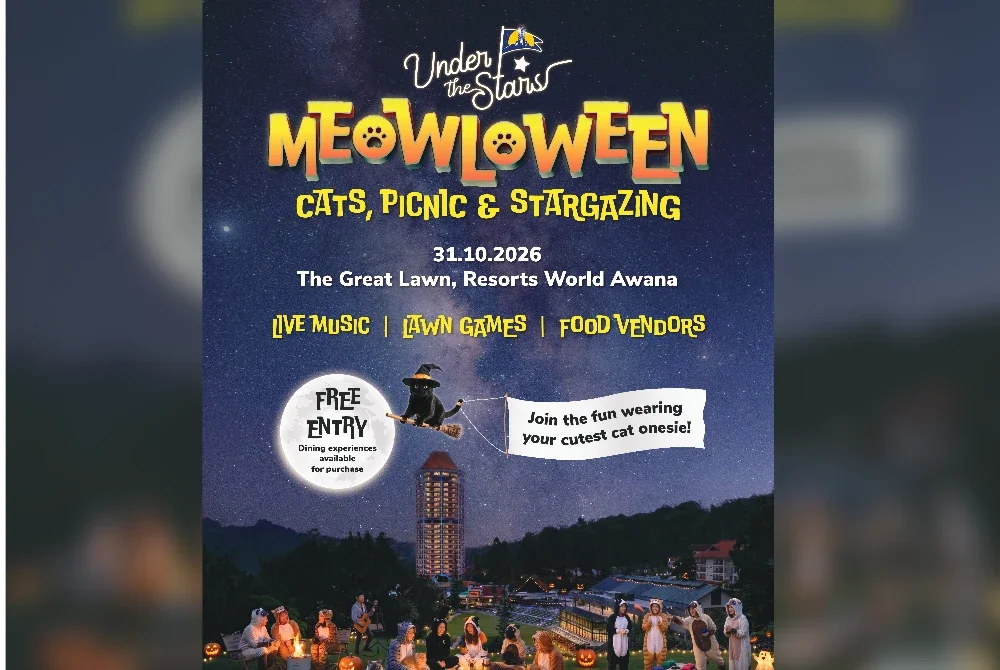 Resorts World Awana (RWA) bakal membawa si comel berbulu untuk memeriahkan Great Lawn di RWA menerusi Under The Stars Meowloween pada 31 Oktober ini.