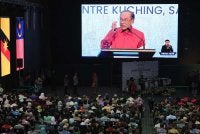 Anwar berucap pada Sambutan Hari Malaysia Peringkat Kebangsaan 2026 di Pusat Konvensyen Borneo Kuching malam Rabu. Foto Bernama