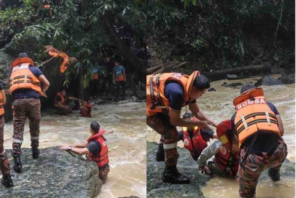 Seramai 19 pendaki tempatan terperangkap akibat kejadian kepala air di Lata Debu, di sini, semalam.