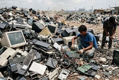 Kegagalan mengitar semula e-waste boleh meningkatkan pencemaran dan menyebabkan sumber bernilai terlepas begitu sahaja. - Imej janaan AI
