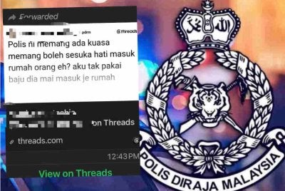 Tangkap layar yang dimuat naik di media sosial mempersoal tindakan pihak berkuasa menyerbu rumah.
Foto media sosial 