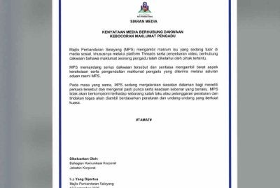 Kenyataan media MPS pada Jumaat.