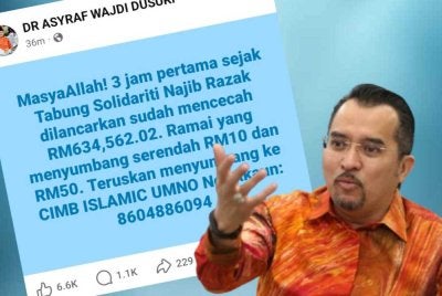 Tangkap layar hantaran Facebook Asyraf Wajdi pada Jumaat.