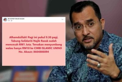 Hantaran Asyraf Wajdi di Facebook pada Sabtu.