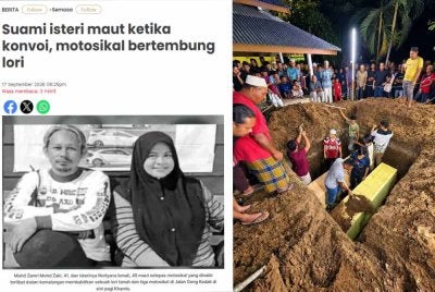 Ahmad Nazrul berkongsi pengebumian pasangan suami isteri yang maut ketika berkonvoi untuk menghadiri majlis ilmu di Kuala Terengganu. Foto: FB Ahmad Nazrul