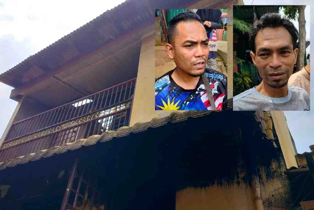Keadaan balkoni bahagian belakang rumah mangsa yang musnah dalam kebakaran di Taman Desa Tambun di awal pagi tadi. Gambar kecil: Raja Ikhwan Hadi, Helal