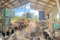 Antara mesin dan kayu yang dirampas dalam serbuan. - FOTO: PGA