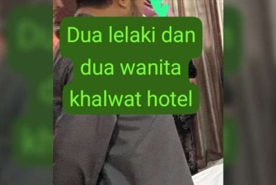 Seorang wanita yang masih berstatus isteri orang antara empat individu ditahan selepas dipercayai berkhalwat dalam sebuah bilik hotel.