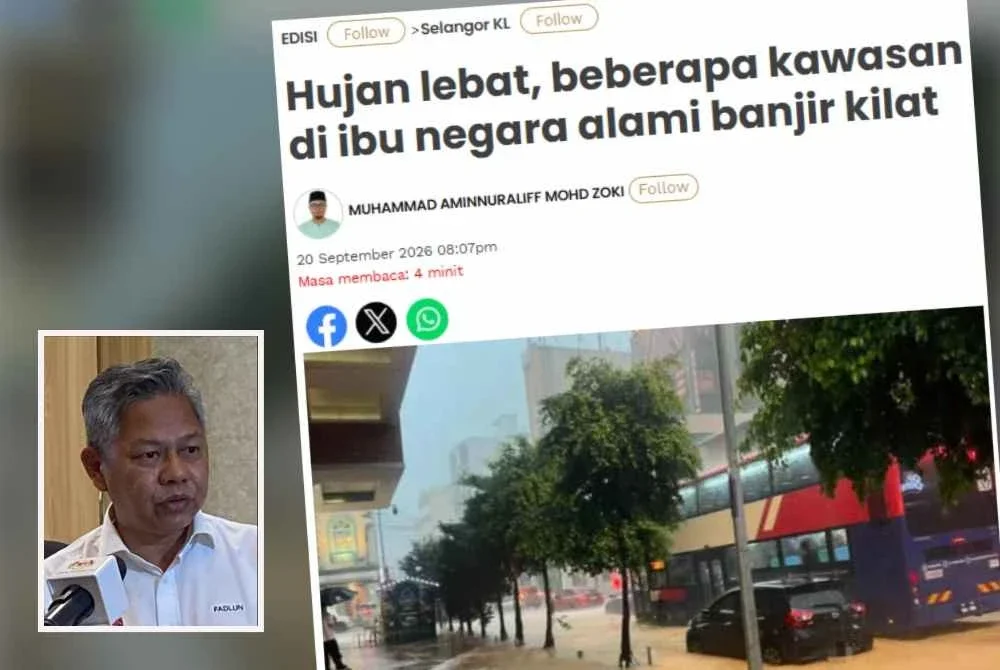 Fadlun (gambar kecil) berkata, hujan terkumpul yang tinggi di kawasan tadahan Ampang dan Lembah Keramat menyebabkan aliran air permukaan serta paras sungai di kawasan hilir meningkat.