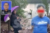 Suspek (kanan) mencampakkan kanak-kanak perempuan berusia lima tahun ke dalam sungai di Kampung Padang, Tanjung Sedili, Kota Tinggi. Gambar kecil: Yusof Othman