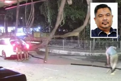 Tangkap layar sekumpulan lelaki disyaki sedang melakukan curi kabel. Gambar kecil: Jais
