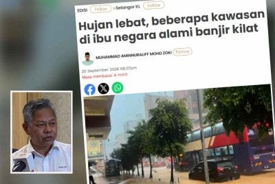 Fadlun (gambar kecil) berkata, hujan terkumpul yang tinggi di kawasan tadahan Ampang dan Lembah Keramat menyebabkan aliran air permukaan serta paras sungai di kawasan hilir meningkat.