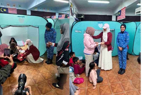 Ahli Parlimen Bentong, Young Syefura Othman turun padang menemui mangsa yang berada di PPS. Foto APM Bentong 