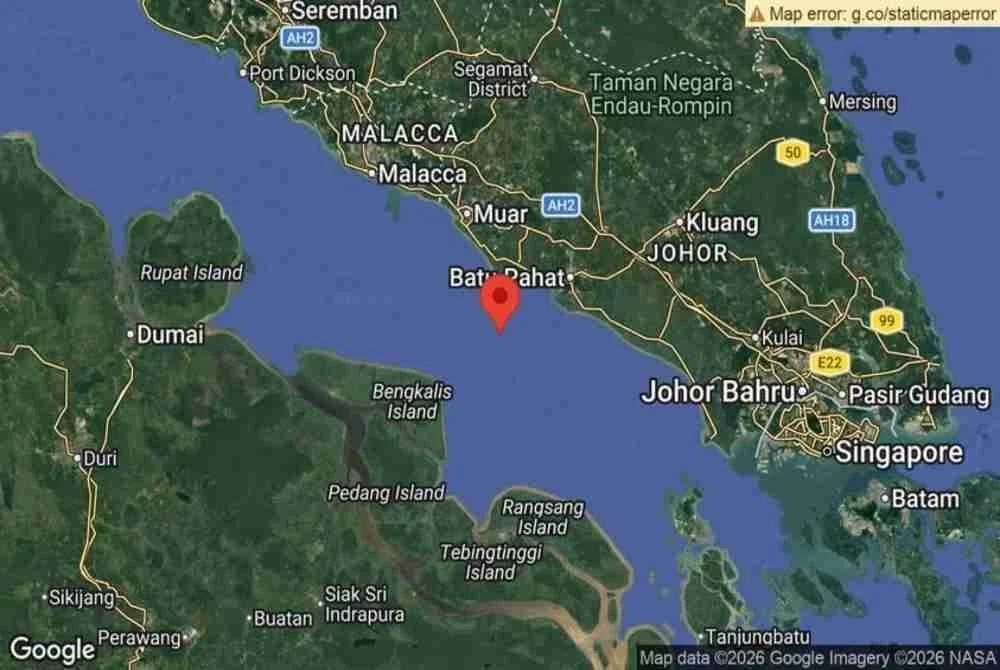 Gegaran akibat gempa bumi lemah bermagnitud 4.4 yang berlaku di perairan Batu Pahat, Johor pada jam 4.55 petang Selasa dirasai di empat negeri, Putrajaya dan Kuala Lumpur. Foto Facebook MetMalaysia