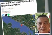 Laporan Sinar Harian mengenai kejadian gempa bumi lemah bermagnitud 4.4 di Perairan Batu Pahat pada petang Selasa. Gambar kecil: Ahmad Asri 