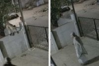 Serangan monyet ke atas mangsa turut dirakam CCTV yang dipasang di luar rumah. Foto: Agensi