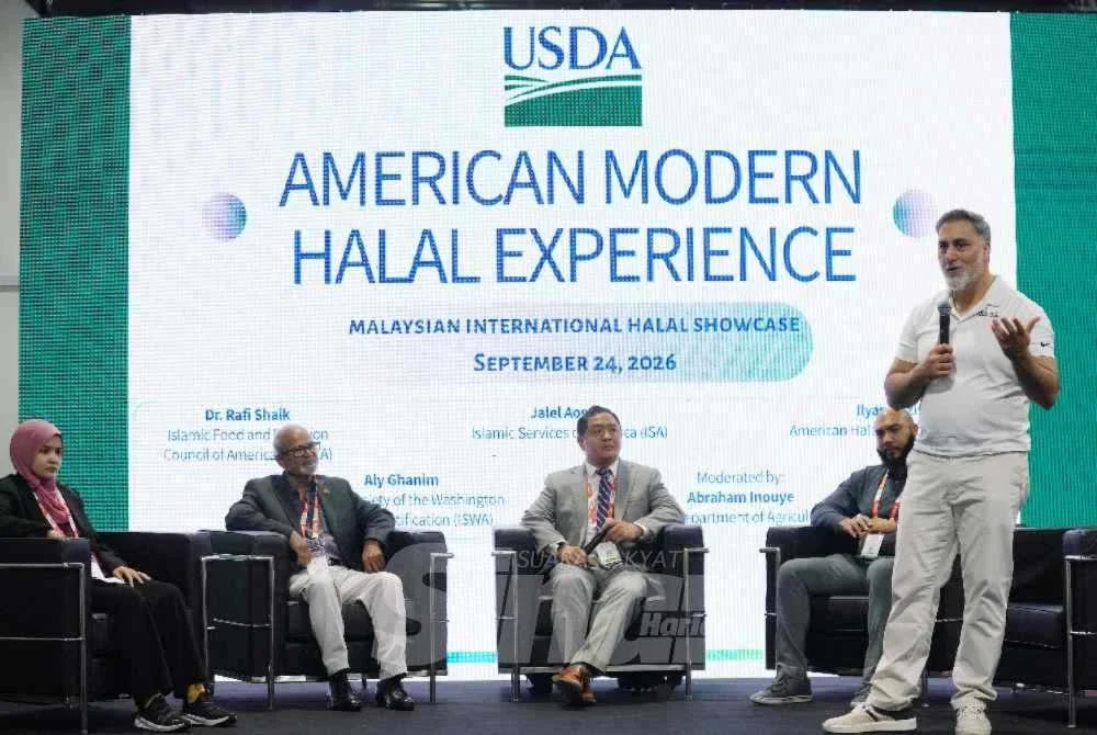 Jalel menyampaikan perkongsiannya ketika USDA 'American Modern Halal Experience' pada hari kedua penganjuran MIHAS 2026 di MITEC pada Khamis. Foto SINAR HARIAN/ ROSLI TALIB.