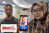 Sofiya Maisarah dan suaminya, Mohamad Azriiq ditemui Sinar Harian semasa prosedur pembedahan jantung anaknya, Muhammad Azuarauff yang berlangsung pada Isnin.
