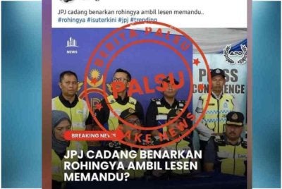 JPJ menafikan dakwaan kononnya Rohingya dibenarkan mengambil lesen memandu dan telah melaporkan kandungan berkenaan kepada MCMC.