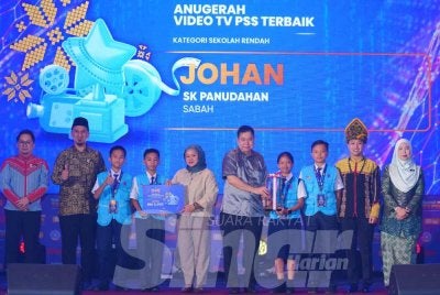 Sekolah Kebangsaan (SK) Panudahan, Sabah dinobatkan sebagai Johan Kategori Video TV PSS Terbaik bagi kategori sekolah rendah. Foto: Mohd Halim Abdul Wahid