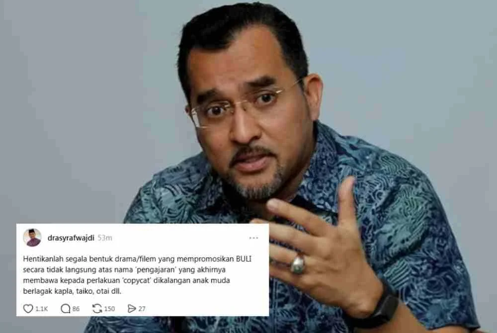 Asyraf Wajdi berkata, segala bentuk drama dan filem yang mempromosikan budaya buli secara tidak langsung atas alasan memberikan pengajaran kepada penonton perlu dihentikan.