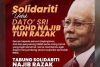 UMNO melancarkan Tabung Solidariti Najib Razak untuk tujuan melunaskan keperluan syarat tahanan rumah.