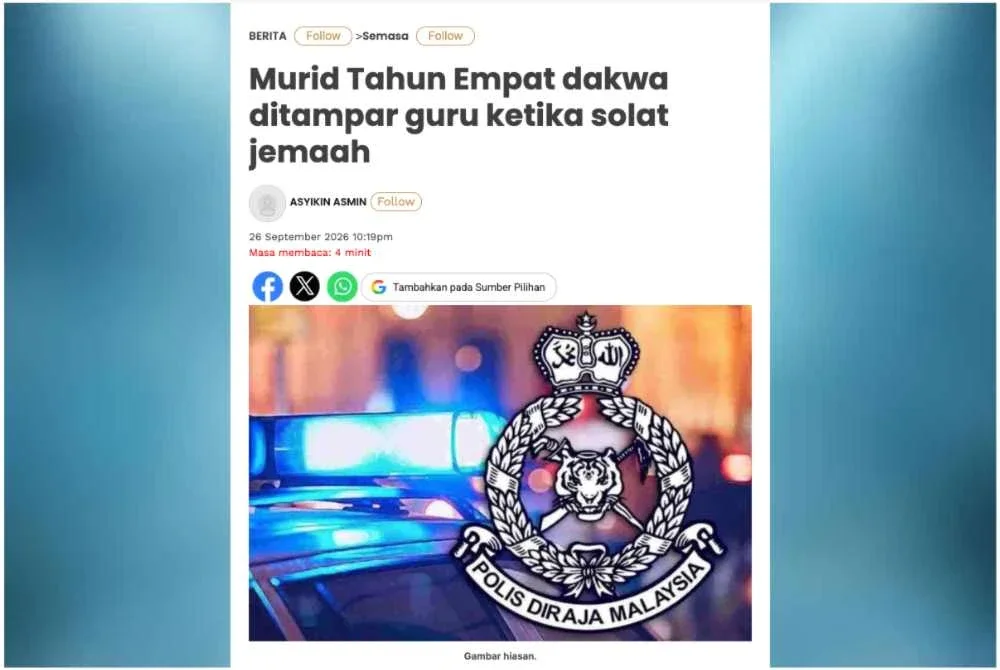 Laporan Sinar Harian pada Sabtu berhubung kes tampar melibatkan seorang murid Tahun Empat di Sabah. 