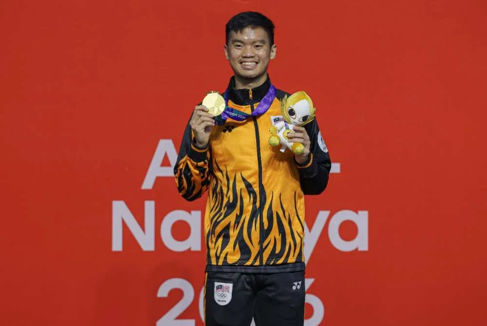 Eain Yow meraih emas setelah menewaskan pemain India dalam aksi akhir Sukan Asia Aichi-Nagoya 2026 di Nagoya Kinjo Futo Arena pada Ahad. Foto Bernama