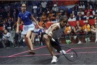 Sivasangari (kanan) ketika beraksi menentang wakil India Anahat Singh pada aksi final perseorangan wanita pada Sukan Asia Aichi-Nagoya 2026 di Nagoya Kinjo Futo Arena hari ini. - FOTO: Bernama 