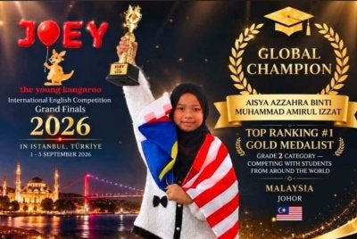 Aisya Azzahra memenangi Gold Medalist bagi kategori 'Grade 2' pada International Joey of English Competition Global Finals 2026.