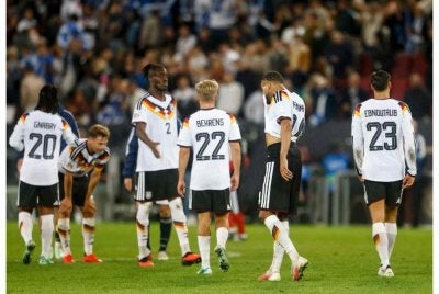 Reaksi pemain Jerman selepas tewas kepada Greece. - AFP